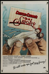 7p935 UP IN SMOKE style B 1sh 1978 Cheech & Chong, it will make you feel funny, revised tagline!