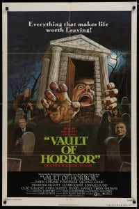 7p940 VAULT OF HORROR 1sh 1973 Tales from the Crypt sequel, cool art of death's waiting room!