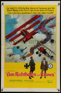 7p952 VON RICHTHOFEN & BROWN 1sh 1971 David Blossom cool artwork of WWI airplanes in dogfight!