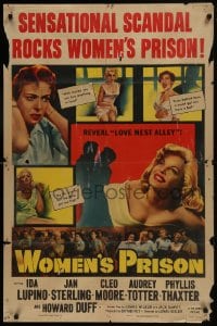 7p991 WOMEN'S PRISON 1sh 1954 Ida Lupino & super sexy convict Cleo Moore, sensational scandal!