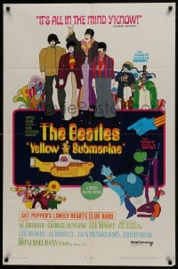 7p993 YELLOW SUBMARINE 1sh 1968 psychedelic art, John, Paul, Ringo & George, 12 song style!