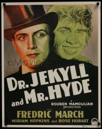 7r549 DR. JEKYLL & MR. HYDE 22x28 commercial poster 1980s Fredric March in full makeup as Mr. Hyde!