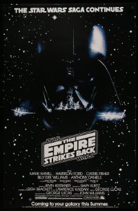 7r557 EMPIRE STRIKES BACK 22x34 commercial poster 1983 Darth Vader helmet in space from teaser!