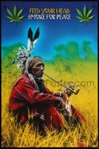 7r403 FEED YOUR HEAD SMOKE FOR PEACE 24x36 Swiss commercial poster 2004 Native American smoking!