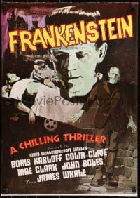 7r561 FRANKENSTEIN 20x28 commercial poster 1976 Karloff as the monster from 1960s re-release one sheet!