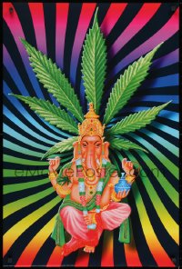 7r857 GANJA GANESHA 24x36 German commercial poster 2003 Losche art of Ganesha smoking marijuana!