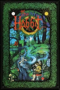 7r568 HABBIT 24x36 commercial poster 2000s parody artwork of Gandalf and Bilbo w/ marijuana!