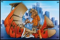 7r360 HALFPIPE 24x37 Dutch commercial poster 2000s wacky art of skateboarder a smoking joint!