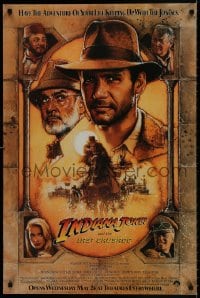 7r572 INDIANA JONES & THE LAST CRUSADE 24x36 commercial poster 1989 art of Ford & Connery by Drew