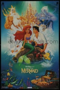 7r581 LITTLE MERMAID 23x35 commercial poster 1989 great Bill Morrison art of Ariel & cast, Disney!