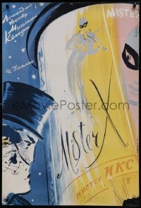 7r353 MISTER X 26x39 Finnish commercial poster 1990 art of people standing beneath a billboard!
