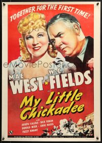 7r588 MY LITTLE CHICKADEE 20x28 commercial poster 1980s wonderful art of W.C. Fields & Mae West!