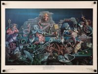 7r589 NEPTUNE'S SALOON 18x24 commercial poster 1981 art of a packed underwater bar by Mel Wiken!