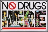 7r412 NO DRUGS HERE 24x36 Swiss commercial poster 2000 art of various drugs by Wolfgang Behrendt!