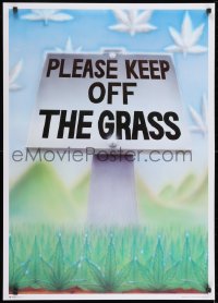 7r456 PLEASE KEEP OFF THE GRASS 25x36 English commercial poster 1996 field of marijuana leaves!