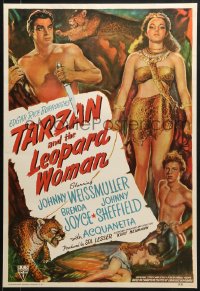 7r619 TARZAN & THE LEOPARD WOMAN 20x29 commercial poster 1975 Johnny Weissmuller & Acquanetta!