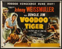 7r621 VOODOO TIGER 22x28 commercial poster 1980s Johnny Weissmuller as Jungle Jim, Tamba the Chimp!