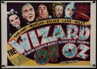 7r627 WIZARD OF OZ 20x28 commercial poster 1970s Judy Garland, cast, blue brick road!