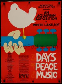 7r630 WOODSTOCK 18x25 commercial poster 1990s rock 'n' roll concert, 3 Days of Peace and Music!