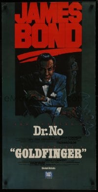 7r254 DR. NO/GOLDFINGER 18x36 video poster 1981 great art of Sean Connery as 007!