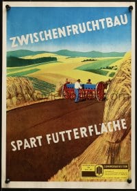 7r866 ZWISCHENFRUCHTBAU SPART FUTTERFLACHE German 12x17 1950s great artwork of farmers & hayfields!