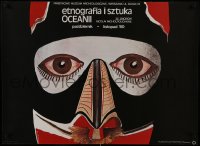 7r475 ETNOGRAFIA I SZTUKA OCEANII museum Polish 26x36 1980 art of a colorful mask by Maria Janiga!