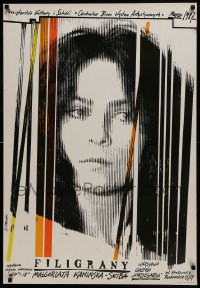 7r476 FILIGRANY exhibition Polish 26x38 1987 woman's image, artwork by Andrzej Pagowski!
