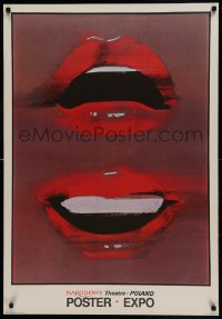 7r488 NARODOWY THEATRE POSTER EXPO exhibition Polish 26x38 1981 art of mouths by Waldemar Swierzy!