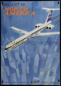 7r492 POLISH AIRLINES NORTH AMERICA commercial Polish 26x38 2017 Grabianski art from 1971 poster!