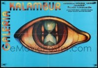 7r500 TEATR KALAMBUR exhibition Polish 27x38 1976 wild different artwork of hourglass inside eyeball!