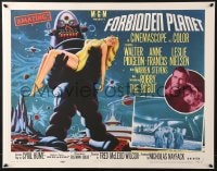 7r971 FORBIDDEN PLANET 22x28 REPRO poster 2010s art of Robby the Robot carrying sexy Anne Francis!