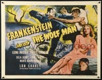 7r972 FRANKENSTEIN MEETS THE WOLF MAN 22x28 REPRO poster 2010s Bela Lugosi, Massey & Lon Chaney Jr.!