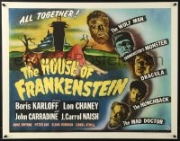 7r978 HOUSE OF FRANKENSTEIN 22x28 REPRO poster 2010s Boris Karloff & top monster stars in make-up!