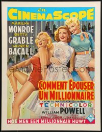 7r979 HOW TO MARRY A MILLIONAIRE 15x20 REPRO poster 1990s Marilyn Monroe, Grable & Bacall!