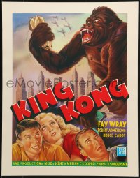 7r982 KING KONG 16x20 REPRO poster 1990s Fay Wray, Robert Armstrong & the giant ape!