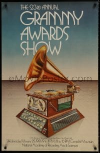 7r186 23RD ANNUAL GRAMMY AWARDS tv poster 1981 wild Ellis Chappell art of record player!