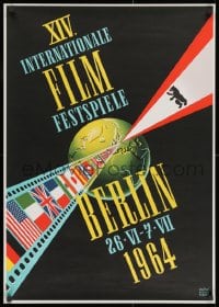 7r864 BERLIN INTERNATIONAL FILM FESTIVAL 23x33 German film festival poster 1964 great design!