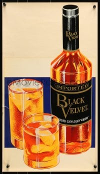 7r225 BLACK VELVET 14x24 advertising poster 1960s great art of bottle, it's a window decal!