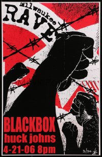 7r292 BLACKBOX #3/30 11x17 music poster 2006 Anthony Herrera art of fists in the air, barb wire!