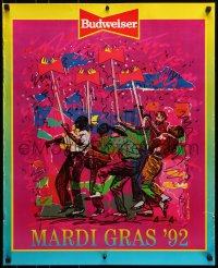 7r228 BUDWEISER 24x29 advertising poster 1992 great art of Mardi Gras by Richard C. Thomas!
