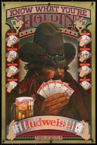 7r232 BUDWEISER poker style 19x29 advertising poster 1980s advertisement for the King of Beers!
