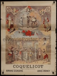 7r843 COQUELICOT 24x32 French stage poster 1882 couple walking down a busy street by A. Michele!