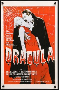 7r653 DRACULA 11x17 special poster 1990s Browning, Bela Lugosi from 1960 re-release poster!