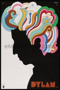7r297 DYLAN 22x33 music poster 1967 colorful silhouette art of Bob by Milton Glaser!