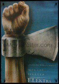 7r948 ELEKTRA 23x33 German stage poster 1979 art of fist with axe shackle by Jerzy Czerniawski!