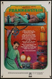 7r667 FRANKENSTEIN 30x45 special poster 1974 cool Melo artwork of mad scientist and monster!
