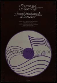 7r684 INTERNATIONAL MUSIC DAY 23x34 special poster 1980s cool art of musical note by Neville Smith!