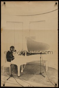 7r304 JOHN LENNON 22x33 music poster 1970s great image playing piano while singing into mic!