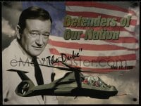 7r688 JOHN WAYNE 19x25 special poster 1998 the Duke with attack helicopter over U.S. flag!