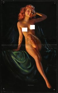 7r690 JULIUS ERBIT 12x20 special poster 1940s wonderful pin-up art of naked model on green velvet!